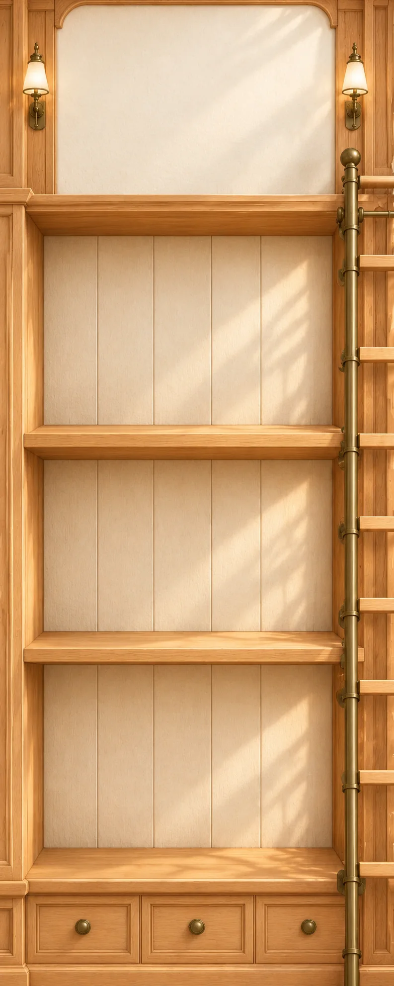 Estantería de madera en tonos naturales